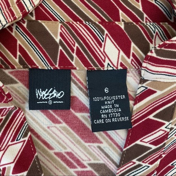 Mossimo Retro Print Shirt Dress size 6 Red Brown pattern 70s vibe - Picture 8 of 14